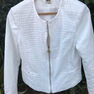 Anne Klein White Zip Up Jacket